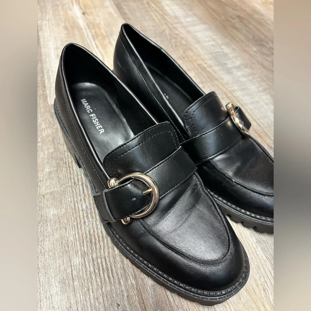 MARC FISHER Dancy 2 Chunky Lug Sole Bridle Bit Loafers